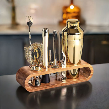 The Full Bar | 10-Piece Bar Tool Set with Stylish Bamboo Stand