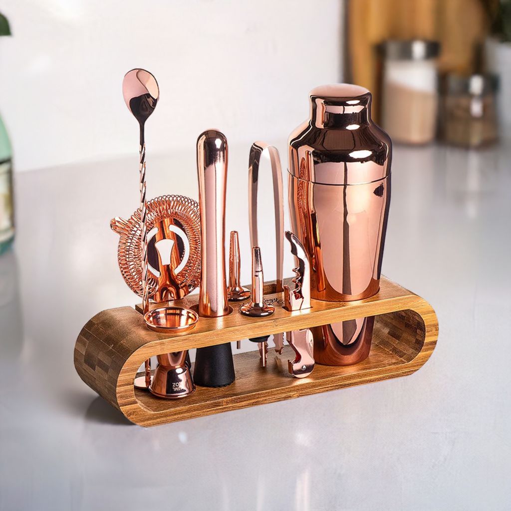 The Full Bar | 10-Piece Bar Tool Set with Stylish Bamboo Stand