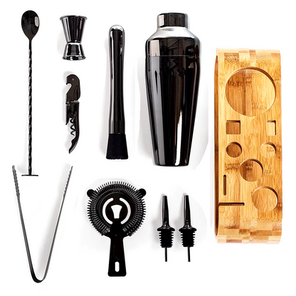 The Full Bar | 10-Piece Bar Tool Set with Stylish Bamboo Stand