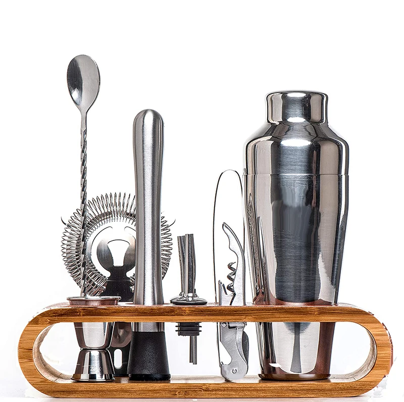 The Full Bar | 10-Piece Bar Tool Set with Stylish Bamboo Stand